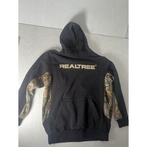 RealTree By Mile Stone Mens XL Pullover Hoodie Black Camo Activewear B18-5